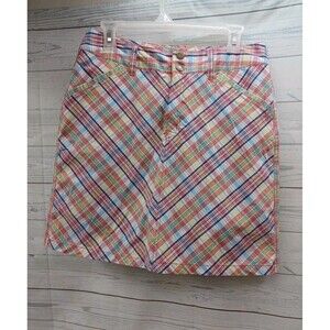 Croft Barrow Golf Tennis Skort Skirt Plaid Red Blue Pockets Sz 10